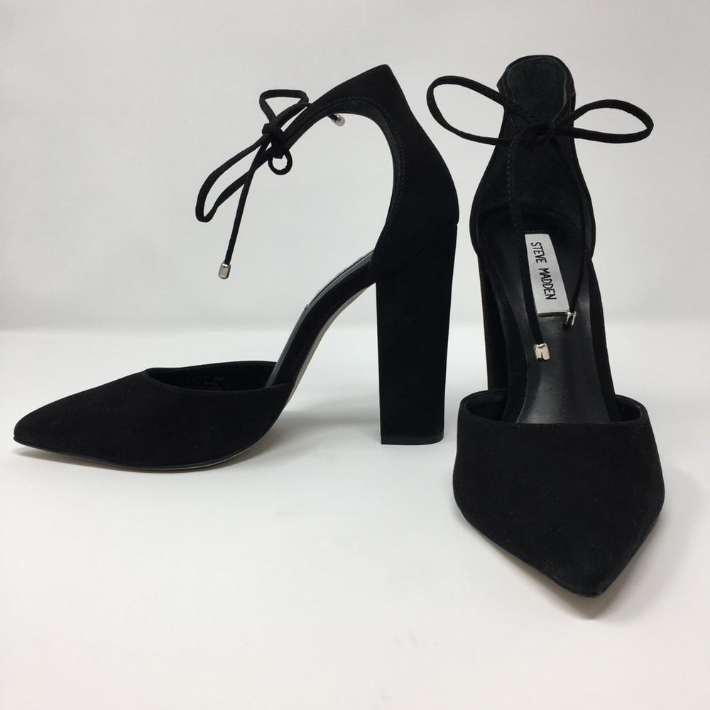 Steve Madden Pampered Black Suede Block Heels NEW